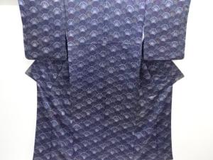 菊青海波模様付け下げ小紋着物